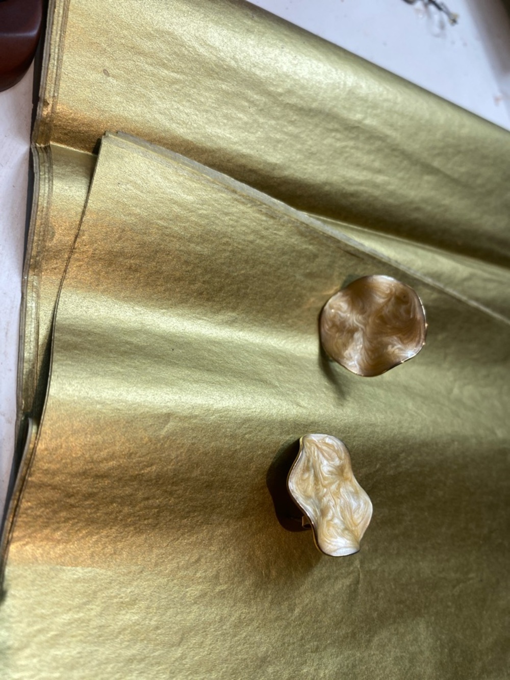 Elegant Shimmery Brown Resin Flower Clip-On Earrings